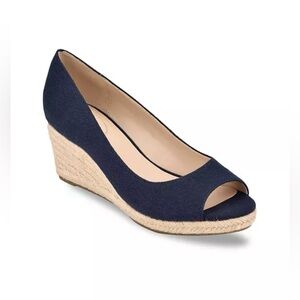 Navy Bandolino Nuri Espadrille Wedge Sandals size 8